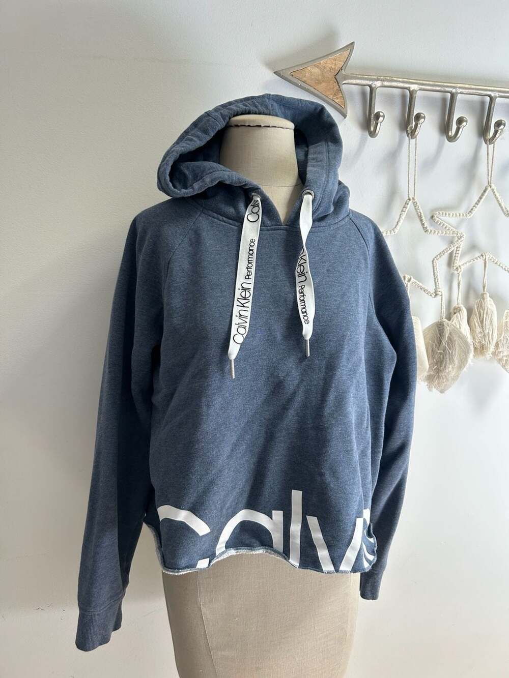 Calvin Klein Performance Cutoff Logo Hem Drawstring Hoodie